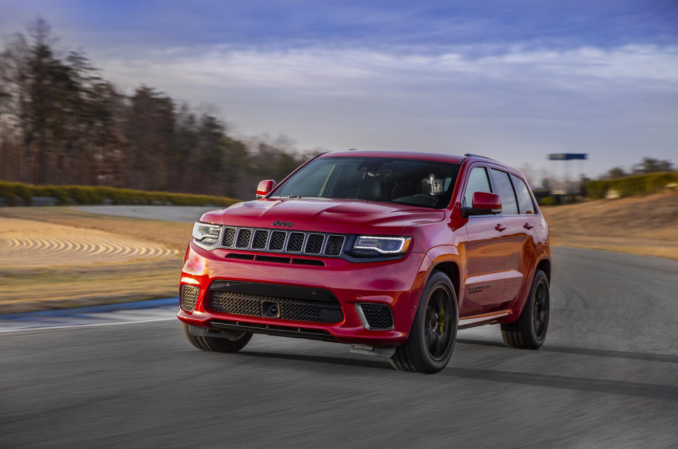 <p>Jeep builds cars to perform on the trail, not on the track, but it couldn’t resist the temptation of stuffing a 6.2-litre supercharged Hellcat engine between the Grand Cherokee’s front wings. The result is a <strong>697bhp</strong> SUV capable of beating a Porsche 911 down a drag strip with a full Ikea kitchen in the boot.</p><p>It can also tow up to 3300kg when the occasion calls for it. The Grand Cherokee Trackhawk <strong>is a muscle car you can use to tow your muscle car</strong> to the track. After driving it recently, we concluded it’s a surprisingly serious – and quite refined – car.</p>