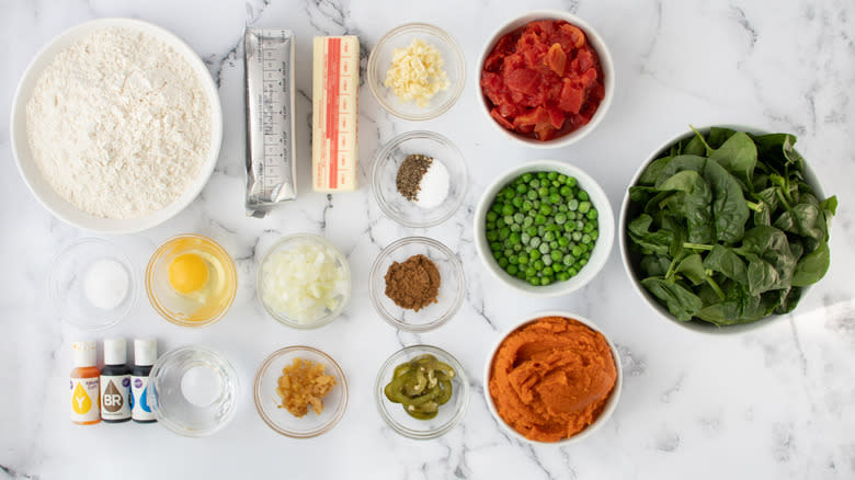 ingredients for curry vegetable hand pies