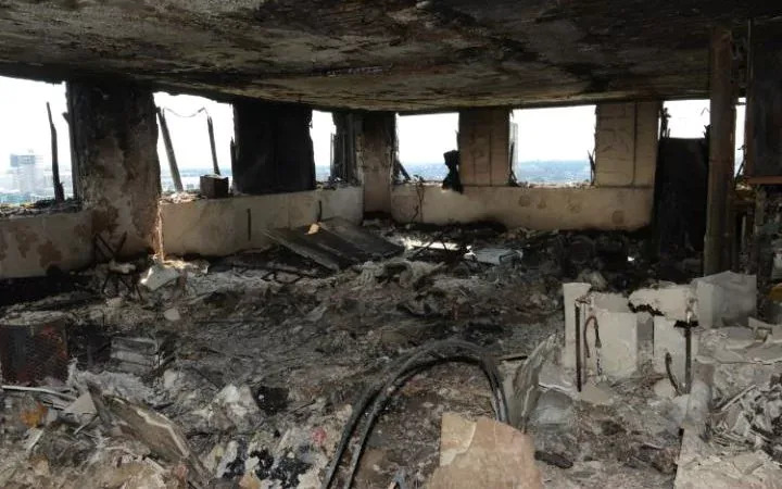 The interior of the gutted Grenfell Tower (Metropolitan Police)