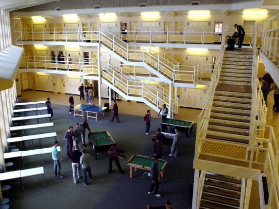 Inside a wing at Woodhill prison near Milton Keynes (PA)