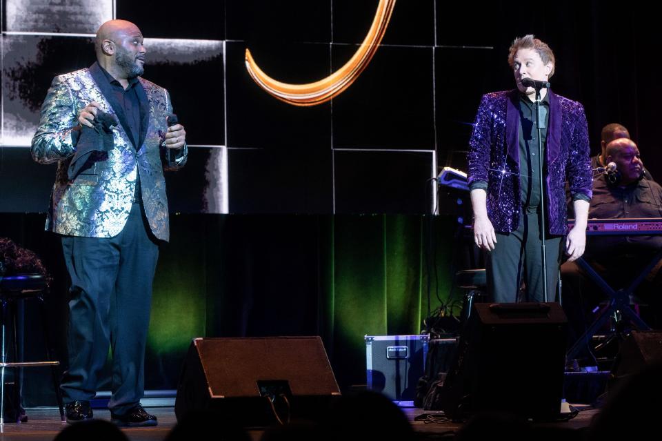 Ruben Studdard and Clay Aiken share the stage in a tour headed here.