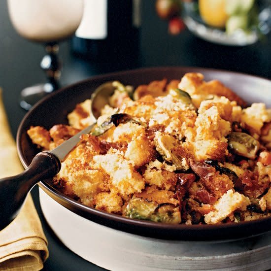 Corn Bread Dressing with Brussels Sprouts