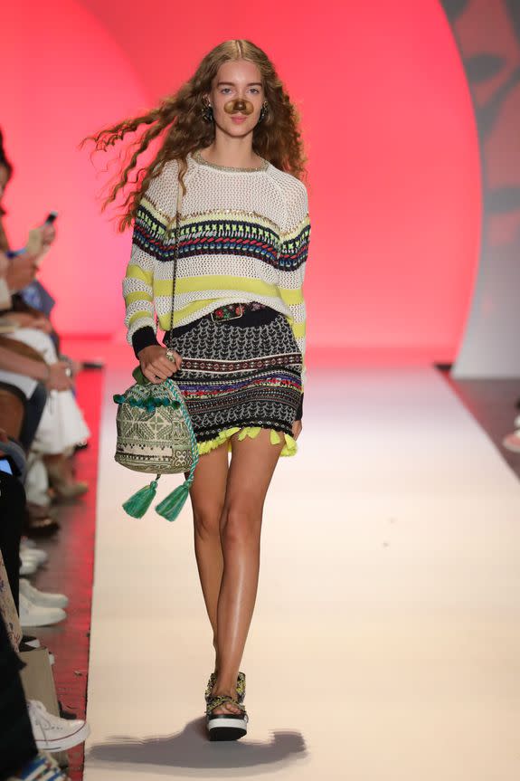 NEW YORK, NY - SEPTEMBER 08: A model walks the runway during the Desigual show as a part of New York Fashion Week at The Arc, Skylight at Moynihan Station on September 8, 2016 in New York City. (Photo by Antonio de Moraes Barros Filho/FilmMagic)