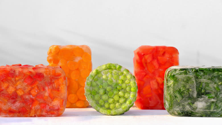 frozen blocks of food