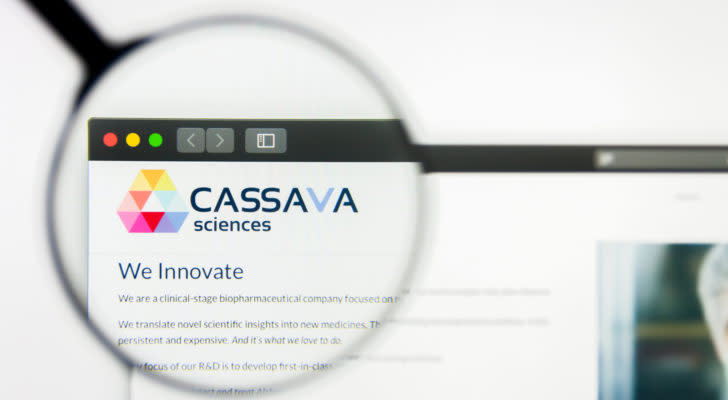 Cassava Sciences Inc logo visible on display screen