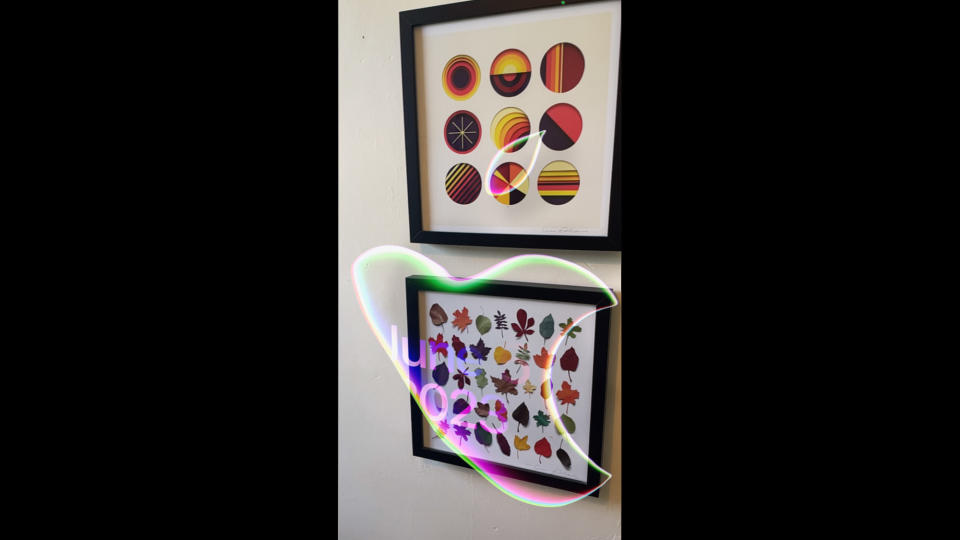 image of the Apple logo in front of images by Owen Gildersleeve