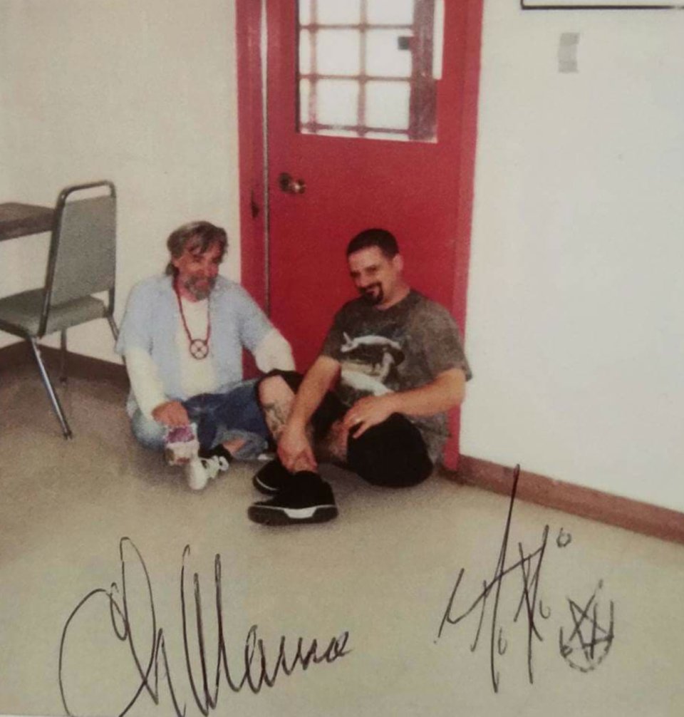 During one of William Harder’s many visits with Charles Manson at San Quentin State Prison. (Photo: William Harder)