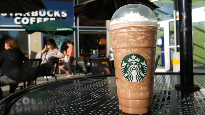 Starbucks Frappuccino outside