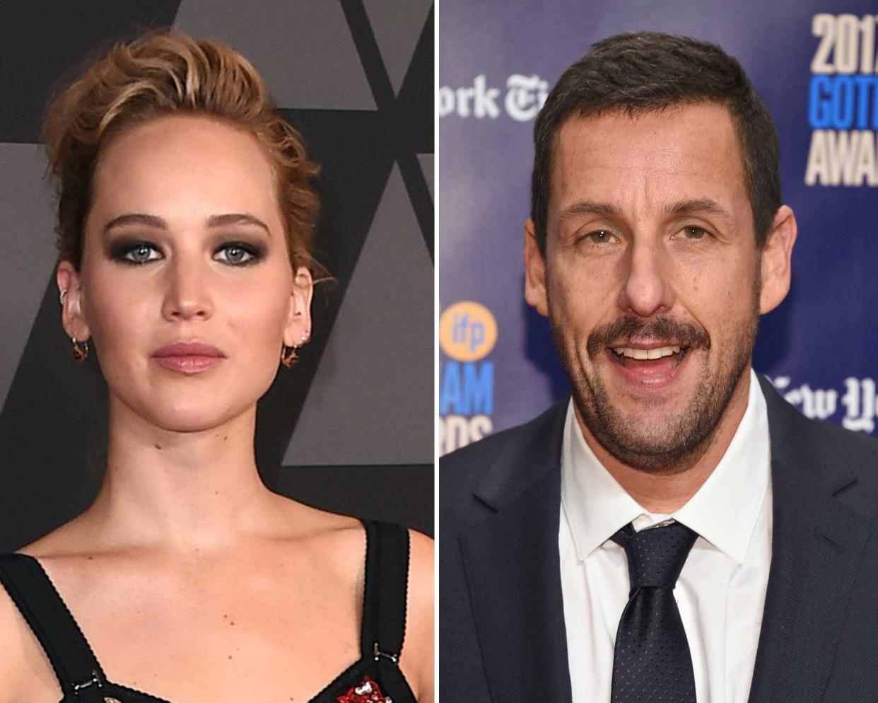 Jennifer Lawrence und Adam Sandler unterhielten sich über ihr Leben in der Öffentlichkeit. (Bild: AP Photo)