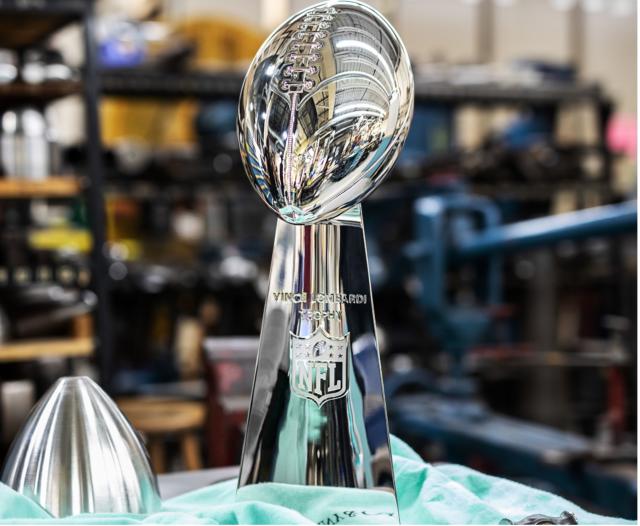 Vince Lombardi Trophy on display at NFL store in Las Vegas