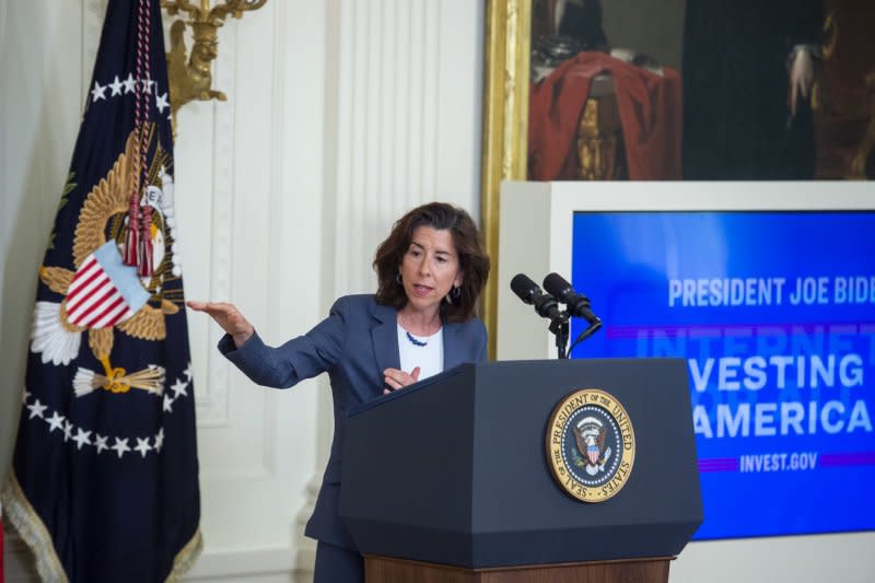 Secretary of Commerce Gina Raimondo would be ideal to lead oversight of the federal government's infrastructure spending. File Photo by Rod Lamkey/UPI