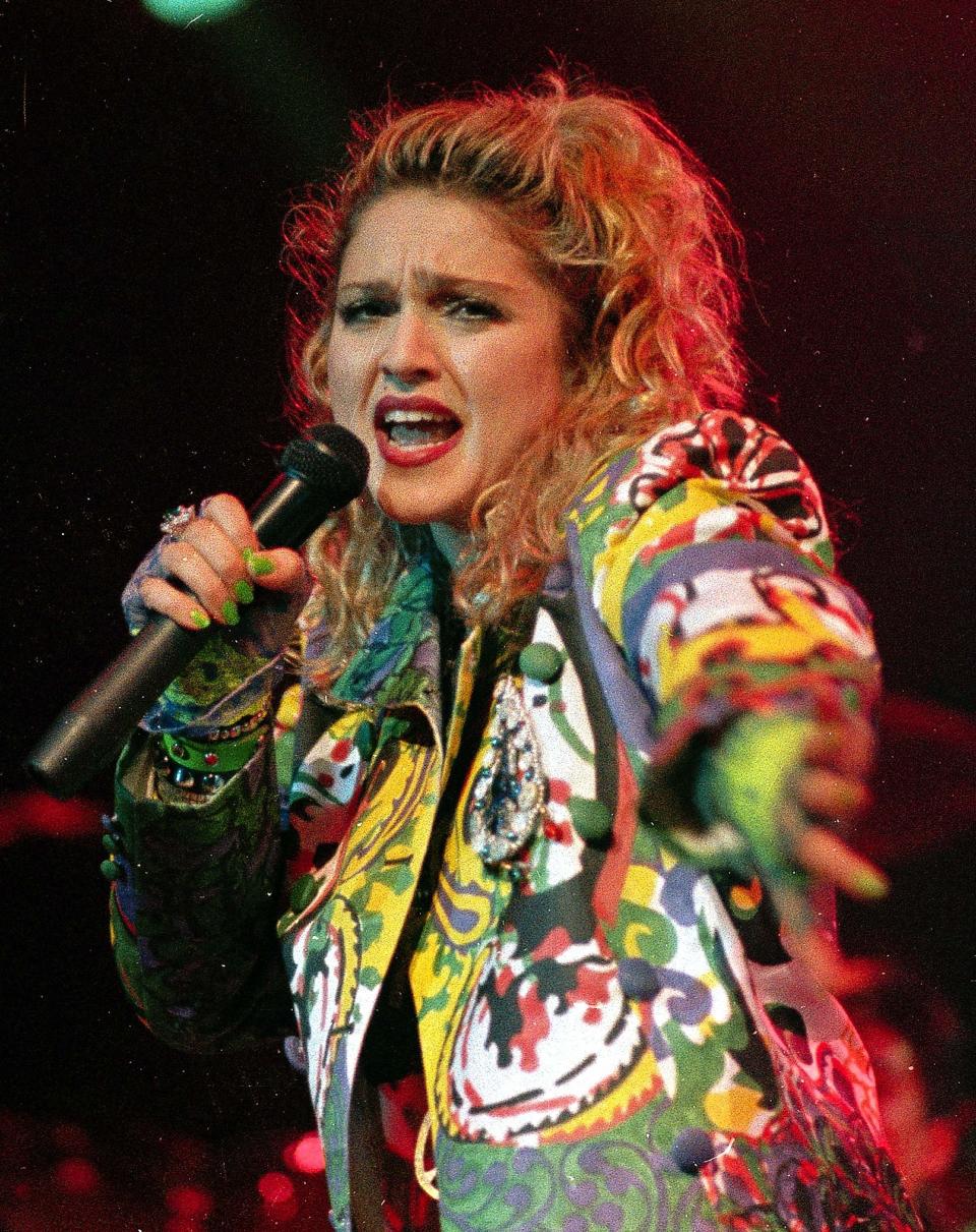 Madonna performs in Seattle on April 10, 1985.