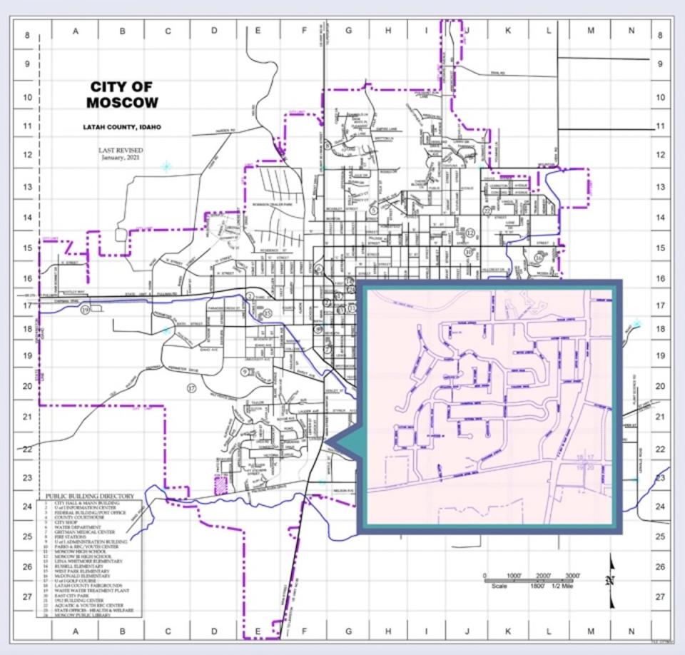 Moscow Police Department released this map of locations described as ‘areas of interest' (Moscow PD)