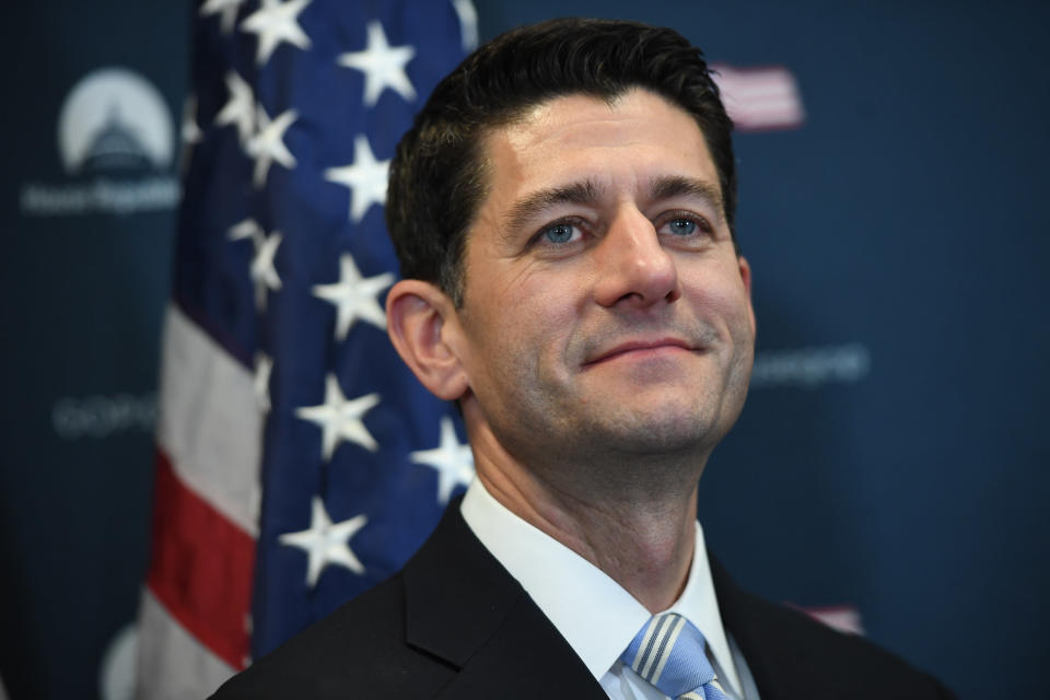 House Speaker Paul Ryan (R-Wis.) is seen at a press conference at the Capitol on Nov. 15, 2016, after he was renominated by his conference to hold the position in the upcoming Congress.