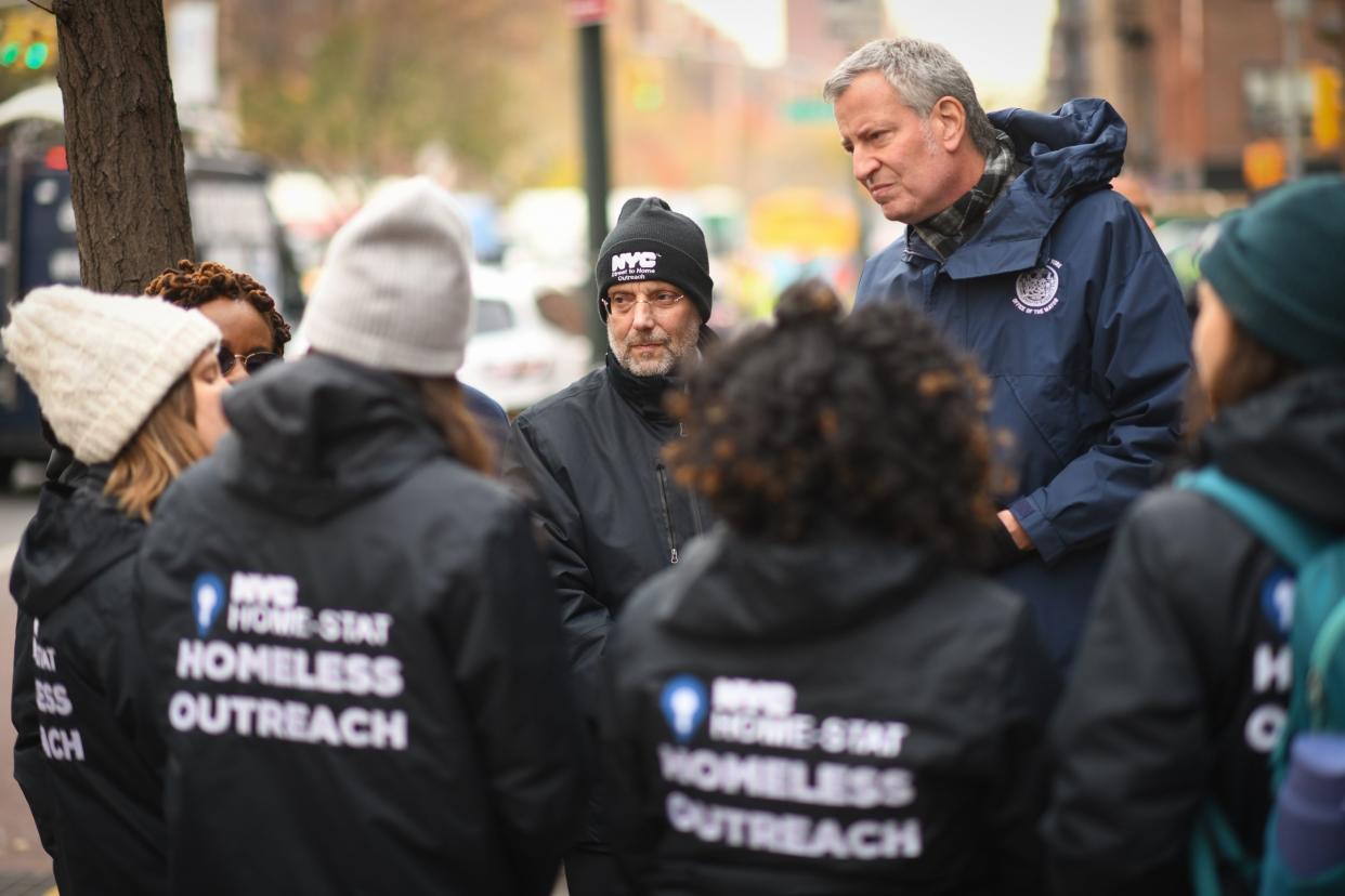 Mayor Bill de Blasio announced the launch of Outreach NYC, a city-wide, multi-agency effort to help homeless New Yorkers across all five boroughs, on Thursday, November 14, 2019. 