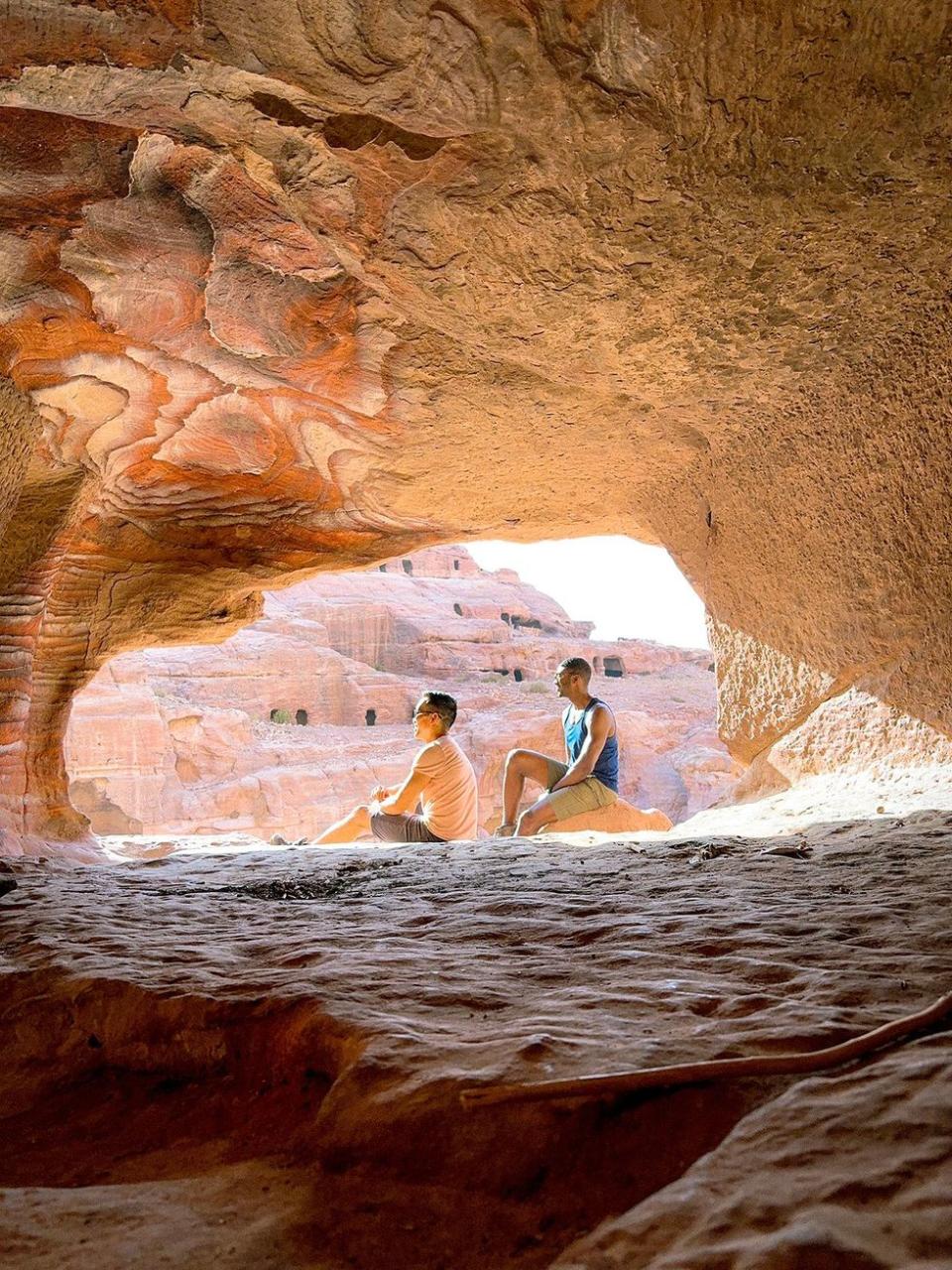 Barry Hoy's LGBTQ+ Syrian Adventure - Barry and Teraj at the Petra overlook