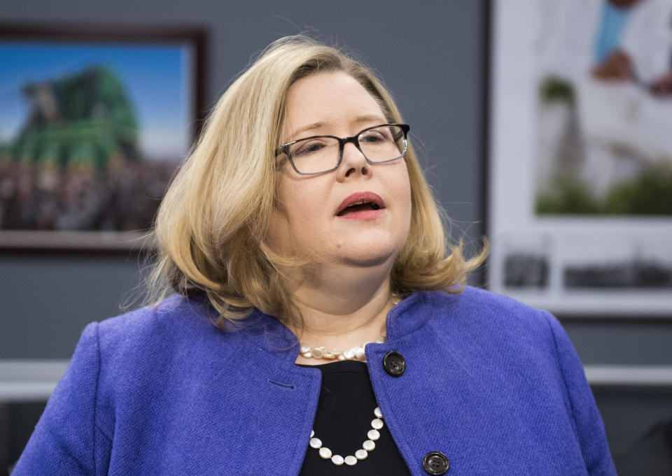 GSA Administrator Emily Murphy arrives to tesitfy during the House Appropriations Subcommittee on Financial Services and General Government Subcommittee hearing on "GSA (General Services Administration) Oversight Hearing" in 2019. (Bill Clark/CQ Roll Call via Getty Images)