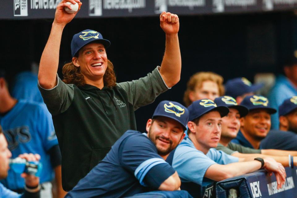 Pitcher Tyler Glasnow and the rest of the Tampa Bay Rays have to be pleased sitting on top of the AL East standings