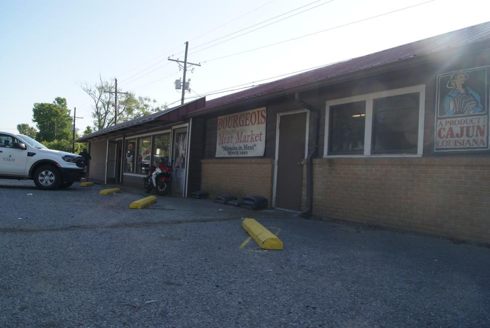 The front of Bourgeois Meat Market, 543 West Main St. in Schriever, is seen Wednesday.