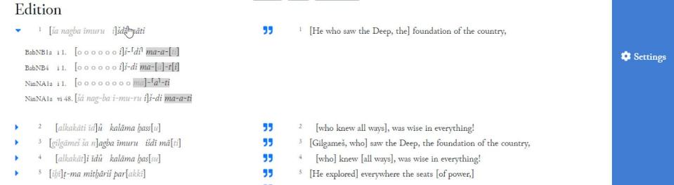 The edition of Gilgamesh I on eBL platform. George, A. R. (2022). Poem of Gilgameš Chapter Standard Babylonian I. With contributions by E. Jiménez and G. Rozzi. Translated by Andrew R. <a href="https://www.ebl.lmu.de/corpus/L/1/4/SB/I" rel="nofollow noopener" target="_blank" data-ylk="slk:Electronic Babylonian Library;elm:context_link;itc:0;sec:content-canvas" class="link ">Electronic Babylonian Library</a>, Author provided