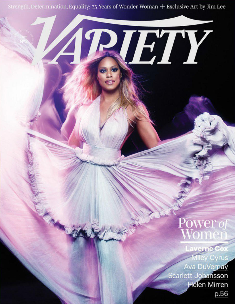 <p>Laverne Cox, Miley Cyrus, Ava DuVernay, Scarlett Johansson y Helen Mirren protagonizaron las cinco portadas que Variety publicó para representar el poder femenino. (Foto: Variety). </p>