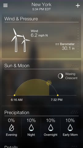 Detailed weather, solar and lunar reports