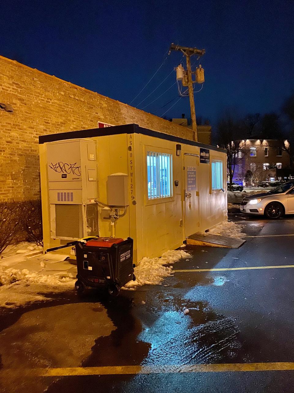 A "Center for COVID Control" testing site can be seen on Chicago's North Side on Sunday, Jan. 2, 2022.