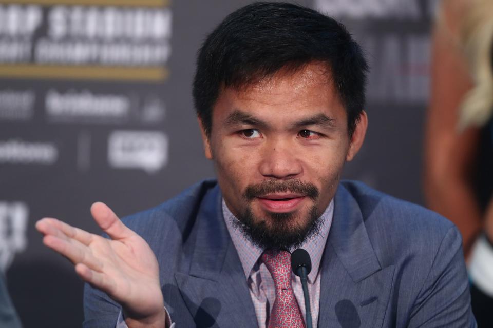 Manny Pacquiao during the official Pacquiao Vs Horn press conference for WBO World Welterweight Championship at Suncorp Stadium on June 28, 2017 in Brisbane, Australia.