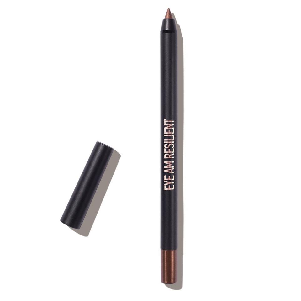 I used to think cat eyes had to be done in dark, black liquid liner — an unforgiving medium that I could rarely perfect. But this creamy metallic pencil was made for smudging into soft wings and its copper tone makes my dark brown eyes glow. I start with a small line from the center of my lash line to my outer corner, where I build up color and intensity. Then I’ll use a dense smudge brush to blend it out farther and into a wing. (Sometimes, if I want to look crisp, I use a Q-tip and makeup remover to clean up the wing.) My eyelids are on the greasier side, but this metallic liner doesn’t shape-shift. —Talia Gutierrez, Beauty Assistant
+Subscribe now+