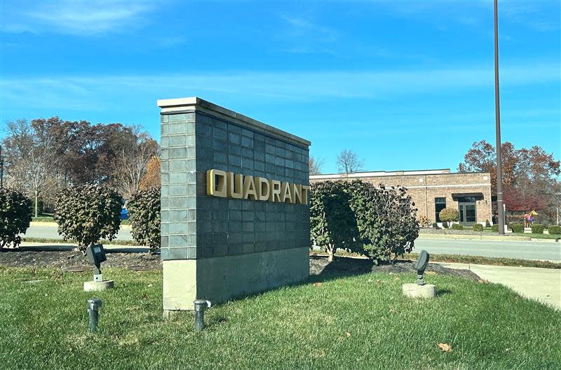 A sign for Quadrant Magnetics outside the company's Louisville facility. Nov. 13, 2023