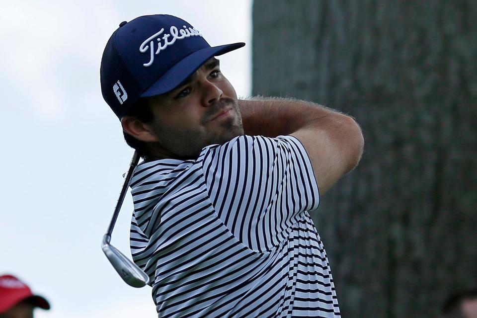 Austin Squires drives from the first tee during a US Open qualifying golf tournament at Maketewah Country Club in the Bond Hill neighborhood of Cincinnati on Monday, May 16, 2022. 