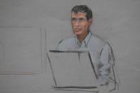 REFILE - CORRECTING TYPO IN LAST NAME A courtroom sketch shows Marathon Sports manager Shane O'Hara testifying in the trial of accused Boston Marathon bomber Dzhokhar Tsarnaev at the federal courthouse in Boston, Massachusetts March 4, 2015. REUTERS/Jane Flavell Collins (UNITED STATES - Tags: CRIME LAW)