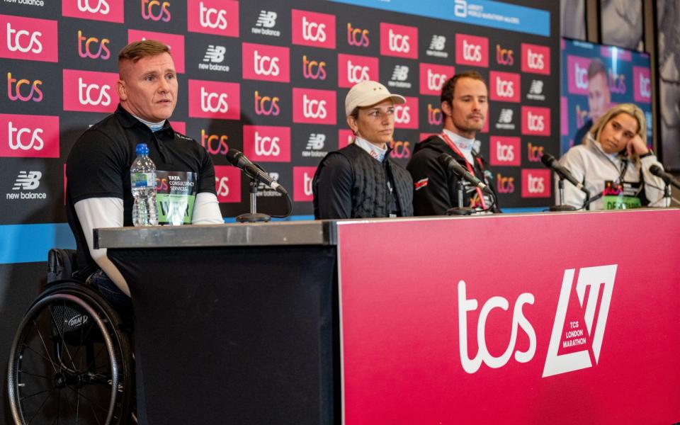 Schar and De Rozario, along with fellow wheelchair athletes Marcel Hug and David Weir, took part in a press conference for the TCS London Marathon on Wednesday - Jed Leicester/PA