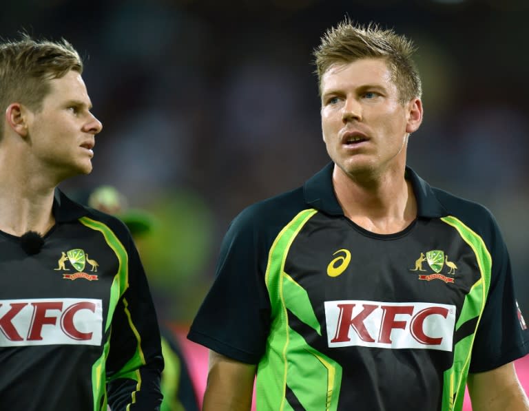 Steve Smith (L) and James Faulkner of Australia are seen during their first Twenty20 match against India, at the Adelaide Oval, on January 26, 2016