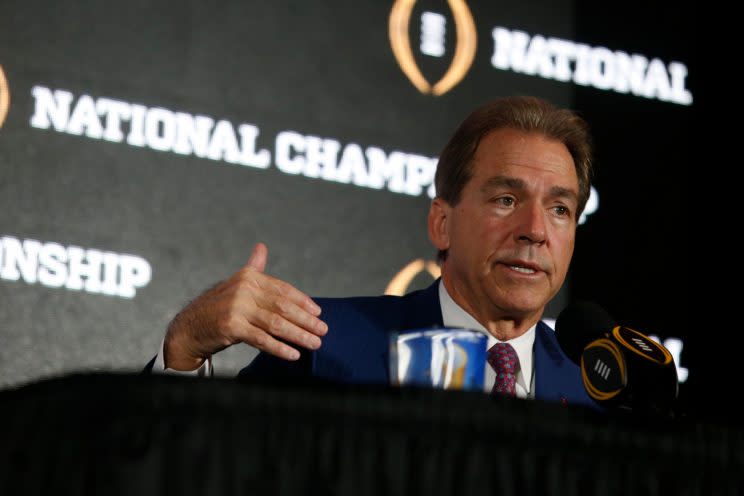 Nick Saban met with Facebook CEO Mark Zuckerberg on Tuesday. (Getty)