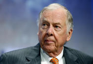 FILE - In this Sept. 25, 2018, file photo, billionaire energy magnate T. Boone Pickens, chairman of BP Capital Management, participates in the opening plenary at the Clinton Global Initiative annual meeting New York. Pickens, a brash and quotable oil tycoon who grew even wealthier through corporate takeover attempts, died Wednesday, Sept. 11, 2019. He was 91. (AP Photo/Jason DeCrow, File)