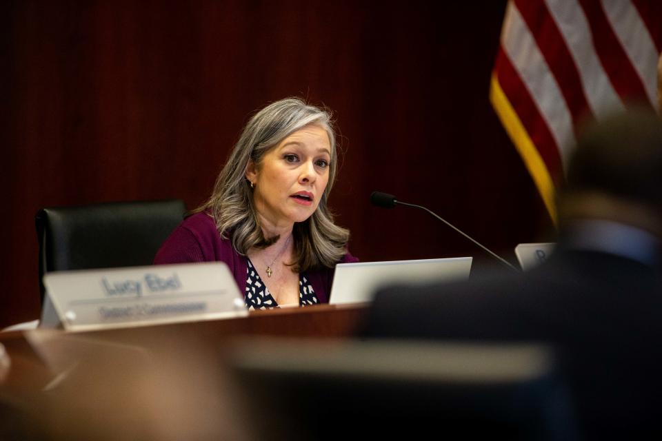 Ottawa County Commissioner Rebekah Curran asks questions during a meeting Tuesday, March 14, 2023, in West Olive.