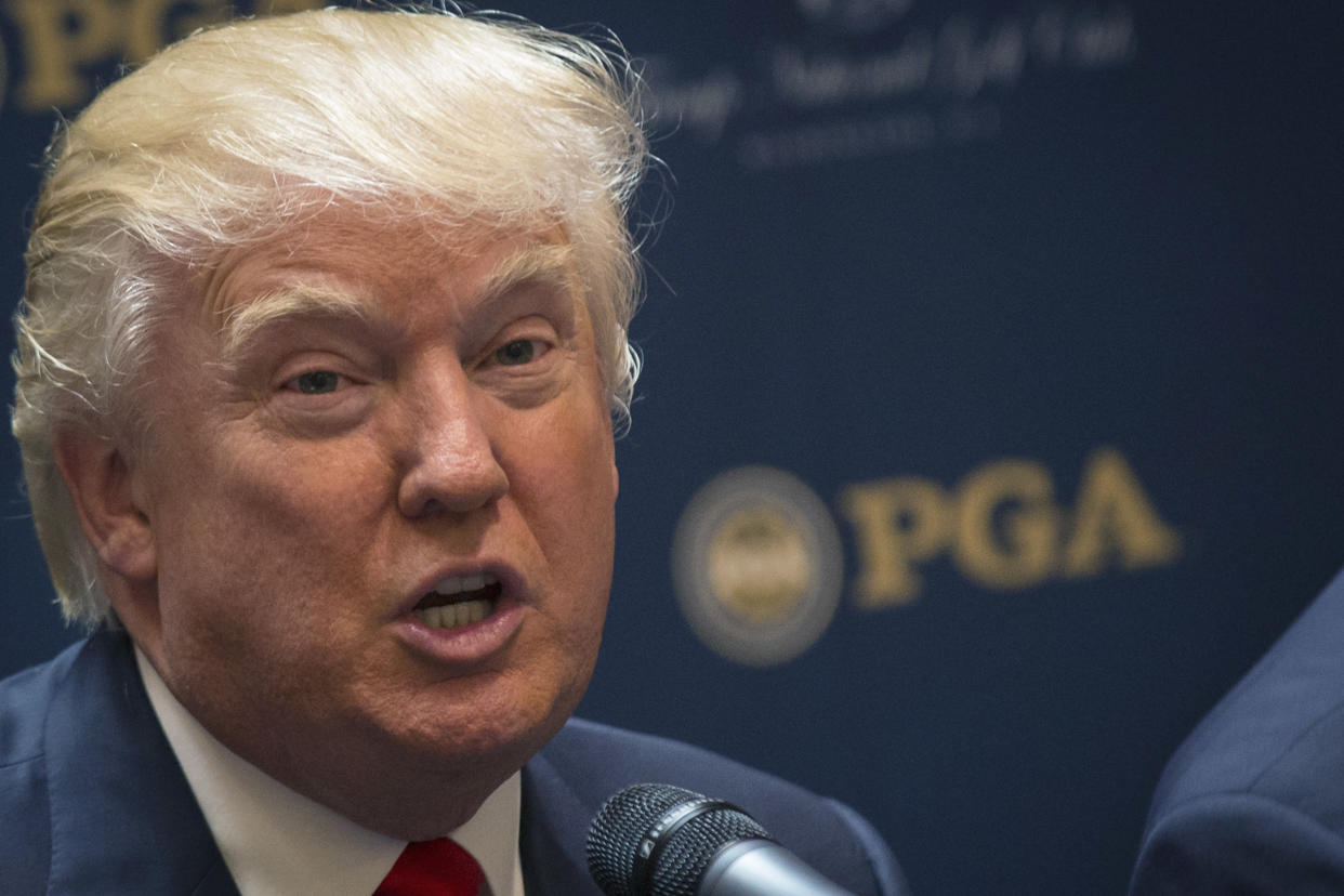 Donald Trump, pictured here in 2014 when his Bedminster course won the 2022 PGA Championship. (Brendan McDermid / Reuters)