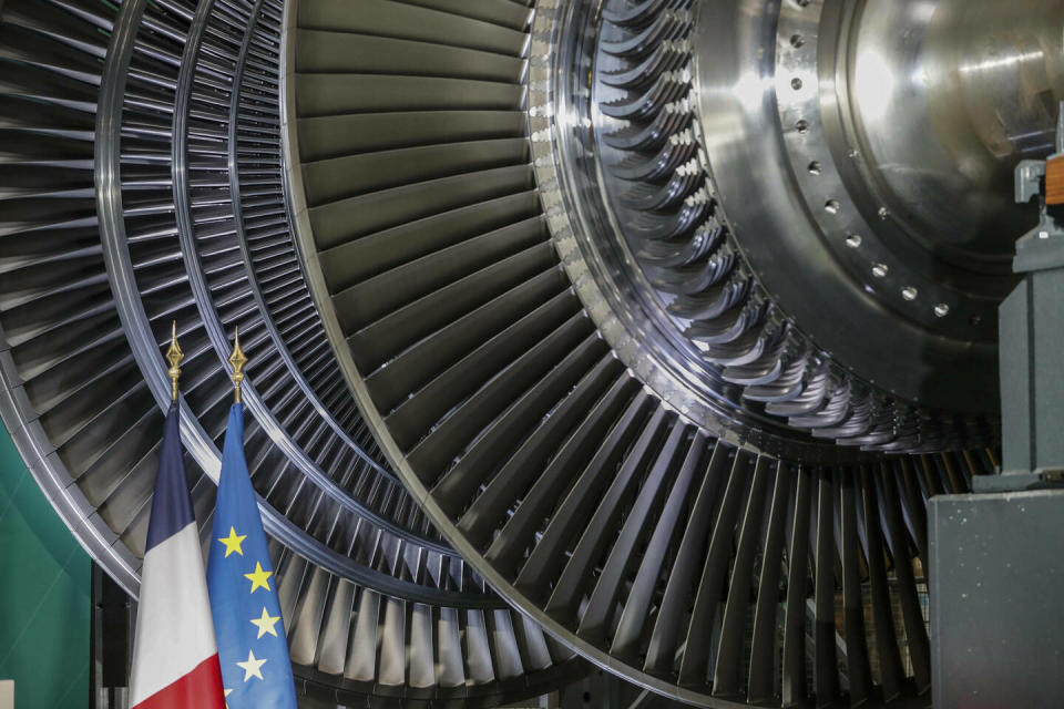 Une turbine nucléaire produite à Belfort.  - Credit:Jean-Francois Badias/AP/SIPA / SIPA / Jean-Francois Badias/AP/SIPA