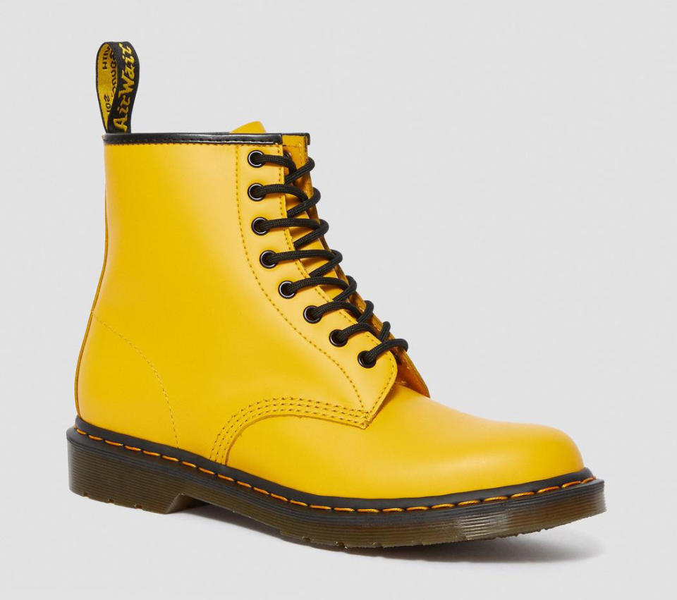 yellow boots, dr martens