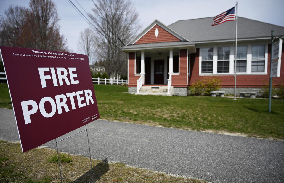 Political signs in Cumberland (Shawn Patrick Ouellette / Portland Press Herald via Getty Images)