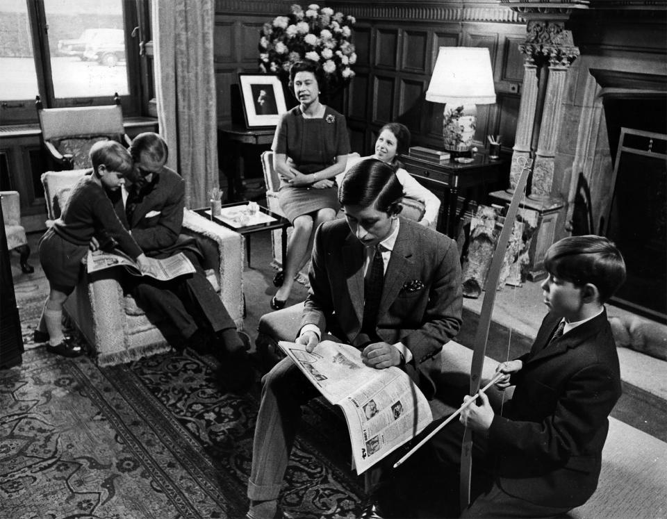 The royal family relaxing in a drawing room at Sandringham House in 1969.