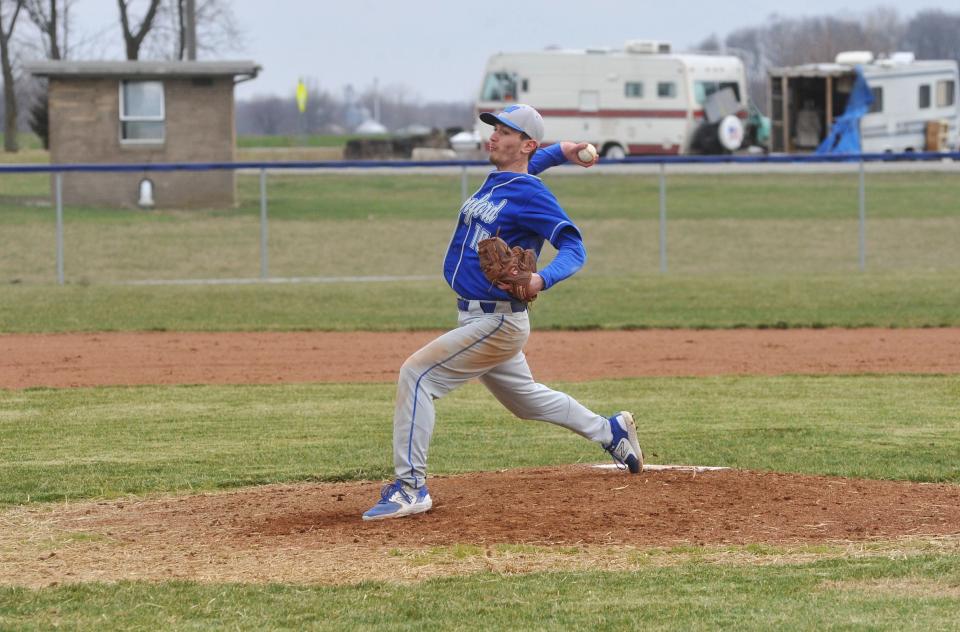 Wynford's Spencer Miller delivers a pitch.