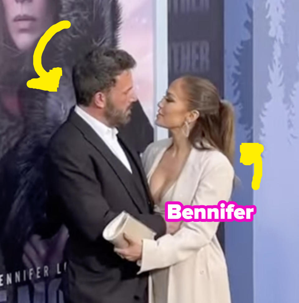 Bennifer hugging at a red carpet event