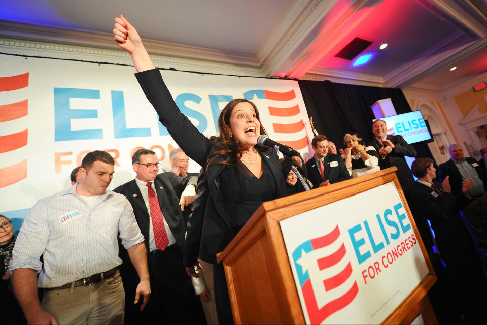 Elise Stefanik celebrates her win in the 21st Congressional district on election night at the Queensbury Hotel in Glens Falls, N.Y., on Nov. 4, 2014.<span class="copyright">Steve Jacobs—The Post-Star/AP</span>