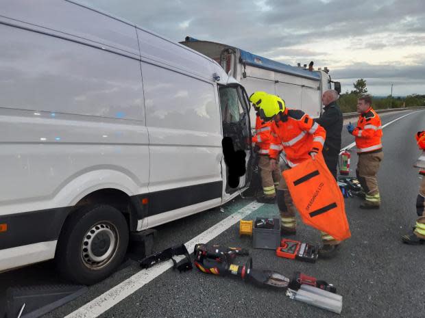 The Northern Echo: Firecrews at the scene of the crash on the A1 near Scotch Corner Picture: Bob Hoskins