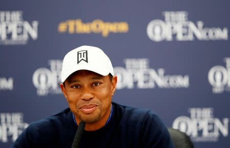 Golf - The 147th Open Championship - Carnoustie, Britain - July 17, 2018 Tiger Woods of the U.S. during a news conference REUTERS/Jason Cairnduff