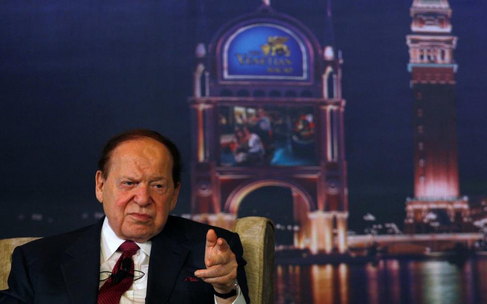 Adelson during a press conference at his resort in Macau - Tyrone Siu/Reuters