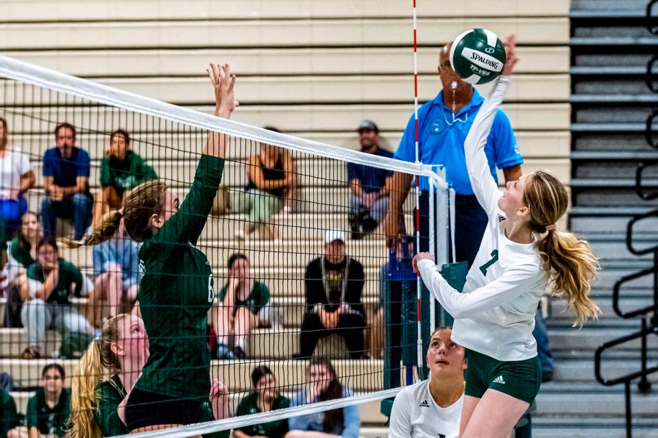 Dartmouth's Adeline Ablett goes for the kill during a match last season.