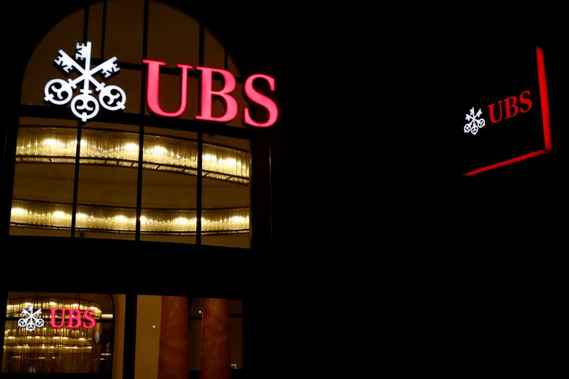 FILE PHOTO: Logo of Swiss bank UBS is seen in Basel